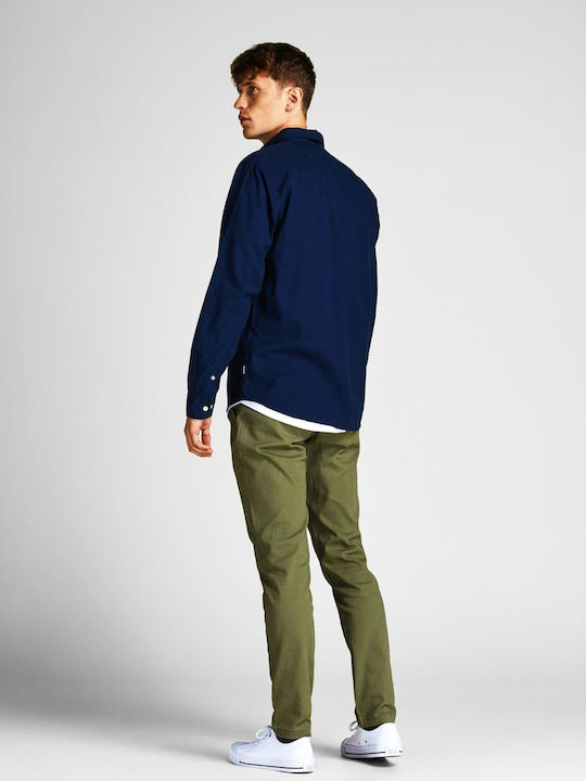 Long-sleeved Cotton Shirt Navy Blue