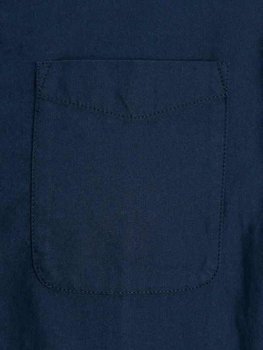 Long-sleeved Cotton Shirt Navy Blue