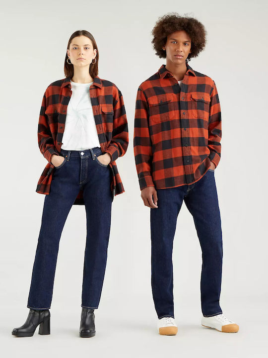 Classic Buffalo Worker Langärmelig Baumwoll Overshirt in Normale Passform Geprüft Rot
