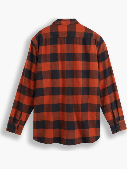 Classic Buffalo Worker Langärmelig Baumwoll Overshirt in Normale Passform Geprüft Rot