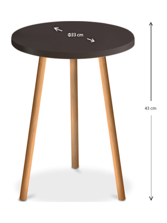 Roma Round Wooden Side Table Καφέ L33.5xW33.5xH46cm