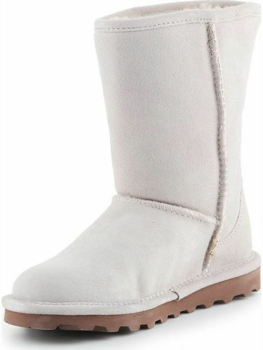 Wildleder Damenstiefel mit Pelz Weiß
