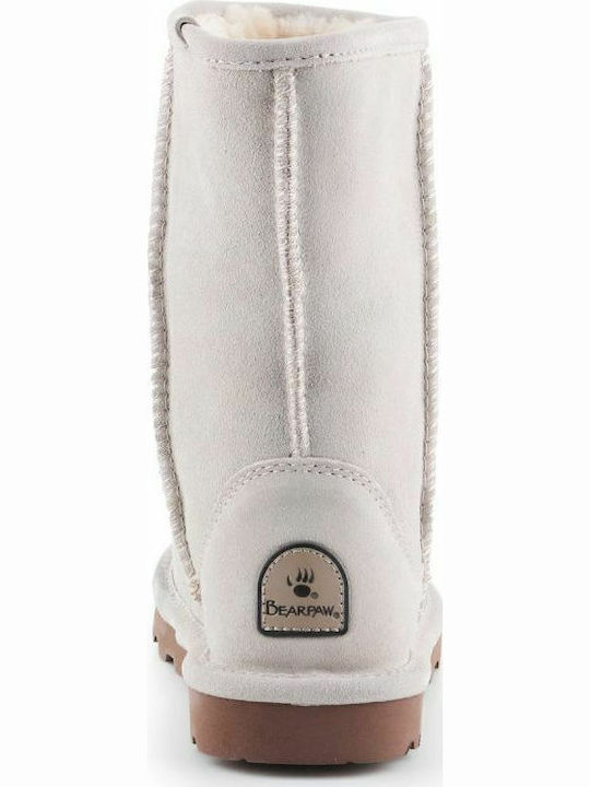 Wildleder Damenstiefel mit Pelz Weiß