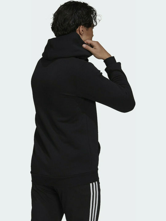 Adidas Essentials Ανδρικό Φούτερ με Κουκούλα και Τσέπες Fleece Μαύρο