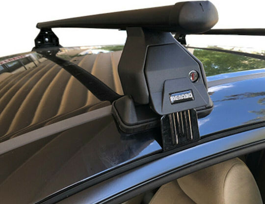 Menabo Metallic Car Roof Bars 112cm for Alfa Romeo Alfa 147 3D for Cars with Factory Bars Set with Roof Rack Legs Black