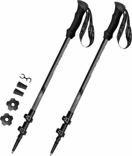 Spokey Pair of Telescopic Aluminum Trekking Poles with 3 Sections Zion Gray