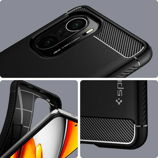 Spigen Rugged Armor Back Cover Σιλικόνης Ανθεκτική Μαύρο Ματ (Poco F3)