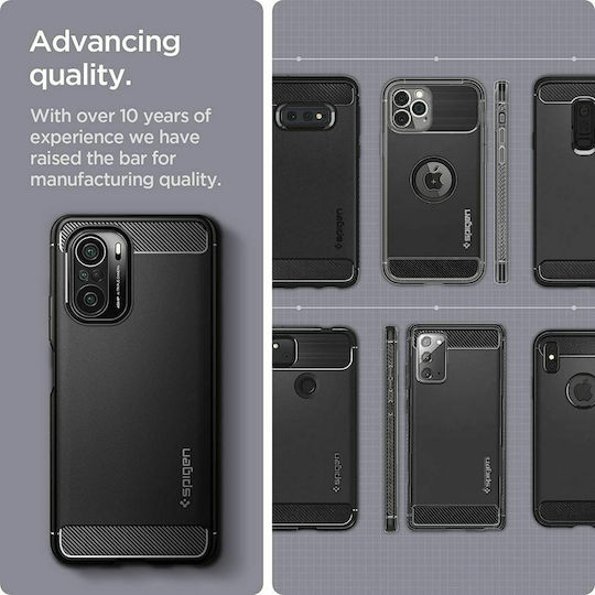 Spigen Rugged Armor Back Cover Σιλικόνης Ανθεκτική Μαύρο Ματ (Poco F3)