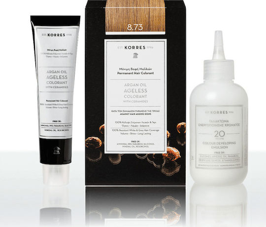 Korres Argan Oil Ageless Colorant with Ceramides Βαφή Μαλλιών Χωρίς Αμμωνία 8.73 Χρυσή Καραμέλα 50ml