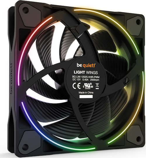 Be Quiet Light Wings High Speed Case Fan 120mm 2500rpm 52.3cfm with ARGB Lighting and 4-Pin PWM Connection 3pcs