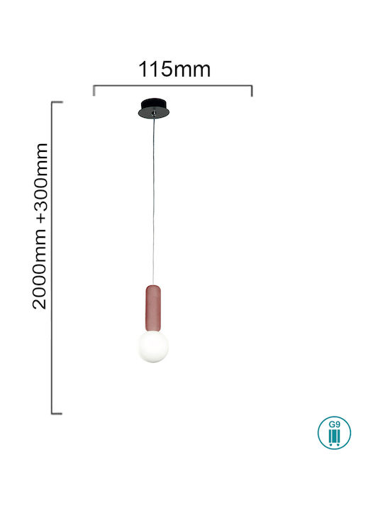 Ondaluce Rosso Pendant Light Red with Socket G9