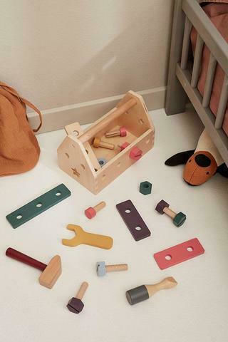 Kids Concept Дървена Кутия За Инструменти От Дърво За 3+ Години 20 Бр