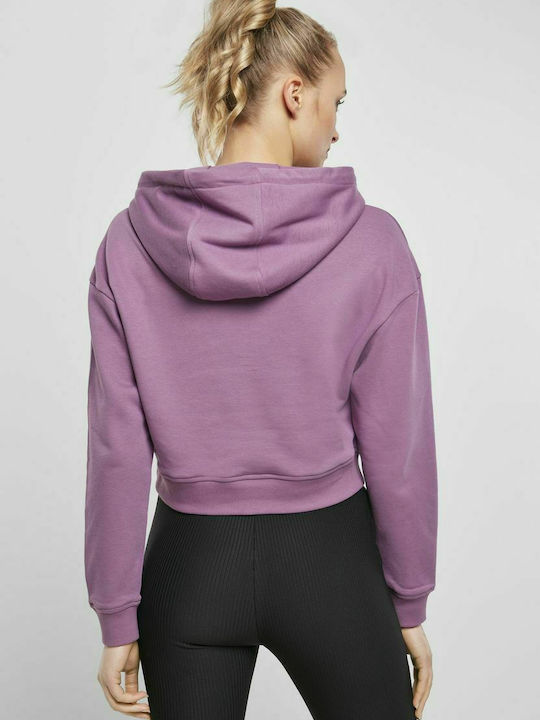 Urban Classics TB4081 Women's Cropped Hooded Sweatshirt Purple