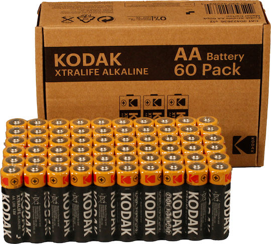Kodak 60 Pack Alkaline Batteries AA Xtralife 1.5V 30422636