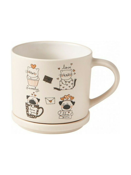 Marva Mug Ceramic with Lid Multicolored 2pcs