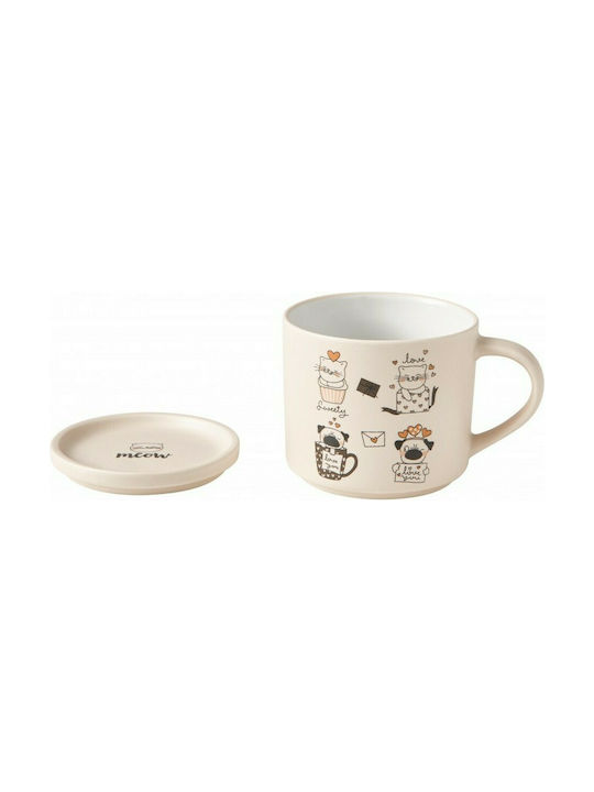 Marva Mug Ceramic with Lid Multicolored 2pcs
