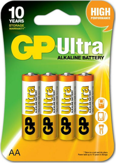 GP Batteries Ultra Αλκαλικές Μπαταρίες AA 1.5V 4τμχ