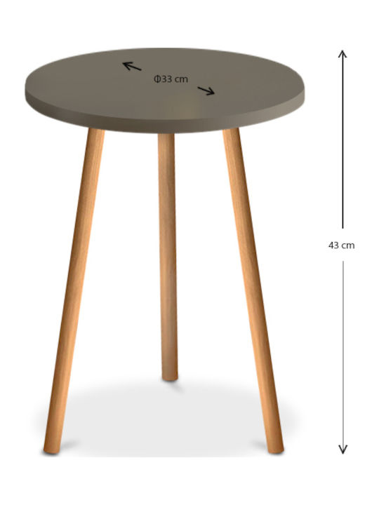 Roma Round Wooden Side Table Natural L33.5xW33.5xH46cm