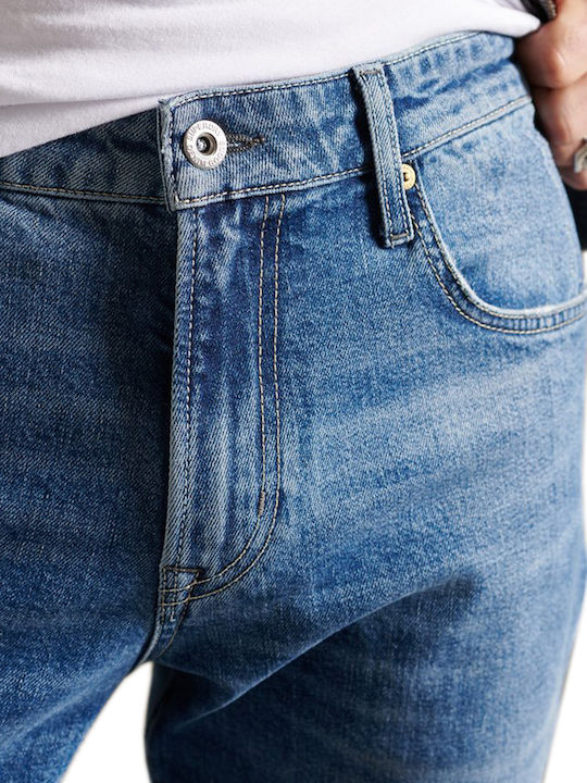 Pantaloni Jeans pentru Bărbați cu Croială Slim Straight Albastru
