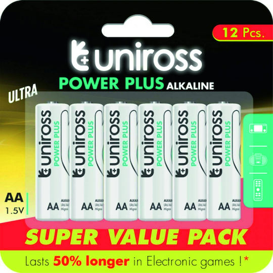 Uniross Power Plus Alkaline Batterien AA 1.5V 12Stück UNALR03PP-B12