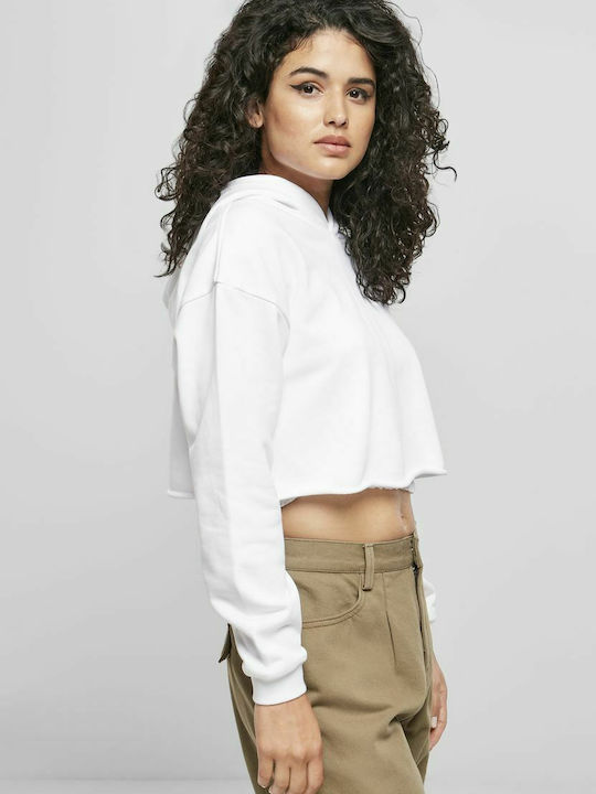 Cropped Women's Sweatshirt Hooded White