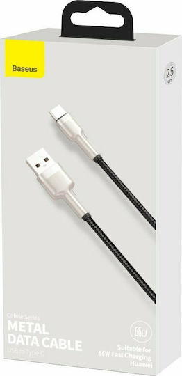 Baseus Cafule Braided USB 2.0 Cable USB-C Male - USB-A 66W PD Black 0.25m CAKF000001