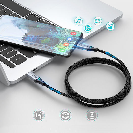 Choetech Braided USB 2.0 Cable USB-C Male - USB-C 100W Black 1.8m MIX00073 2 Pieces