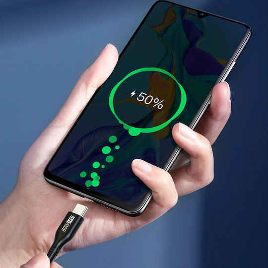 Cabletime CM60 PD60W USB 2.0 Cable USB-C male - USB-C 60W PD Μαύρο 1m