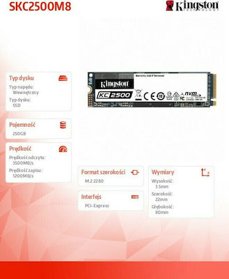 Kingston KC2500 SSD 250GB τύπου M.2 με σύνδεση PCI Express 3.0 SKC2500M8/250G