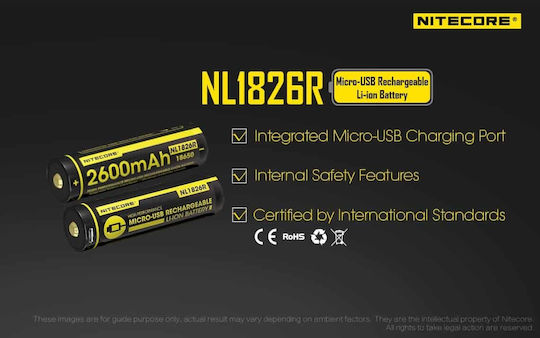 NiteCore NL1826R Baterie Reîncărcabilă 18650 Li-ion 2600mAh 3.6V 1buc