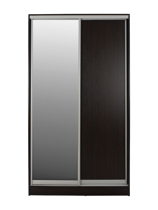 Double-Leaf Door Wardrobe with Mirror Wenge 120x60x220cm