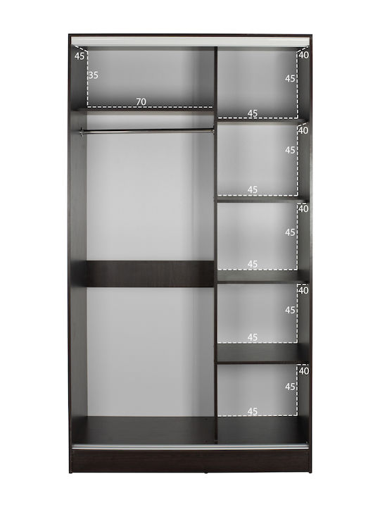 ADLER Δίφυλλη Ντουλάπα Συρόμενη με Καθρέπτη Wenge 120x60x220cm