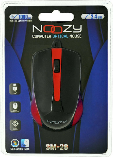 Noozy SM-26 Ενσύρματο Ποντίκι Black/Red