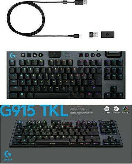 Logitech G915 TKL Wireless Gaming Mechanical Keyboard Tenkeyless with GL Tactile switches and RGB lighting (English US)