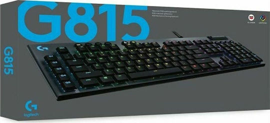 Logitech G815 Lightsync Гейминг Механична Клавиатура с GL Tactile суичове и RGB подсветка (Английски US) Черен