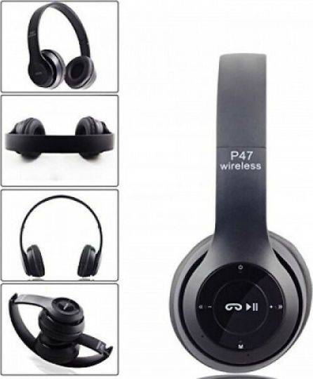 P47 Wireless BT On Ear Ακουστικά Μαύρα