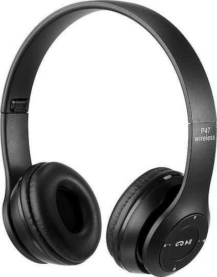 P47 Wireless BT On Ear Ακουστικά Μαύρα