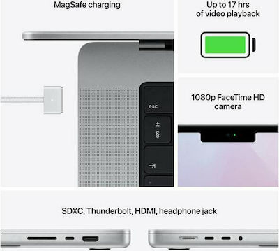 Apple MacBook Pro 14" (2021) (M1-Pro 8-ядрен/16GB/512GB SSD) Silver (GR Клавиатура)