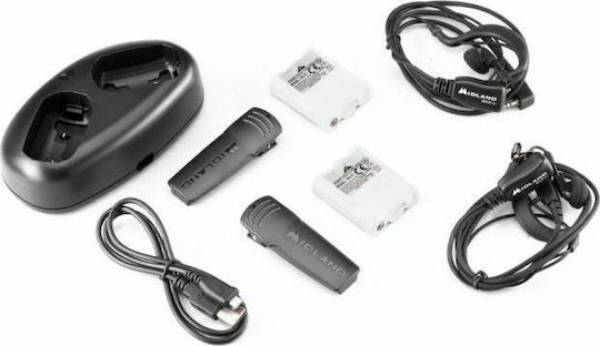 Midland XT70 Wireless Transceiver PMR 0.5W with Monochrome Screen Set of 2pcs In Silver Color