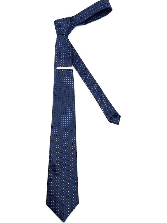 Legend Accessories Σετ Ανδρικής Γραβάτας Συνθετική με Σχέδια σε Navy Μπλε Χρώμα
