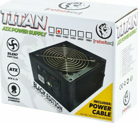Rebeltec Titan 400W Negru Sursă de Alimentare Calculator Complet cu fir