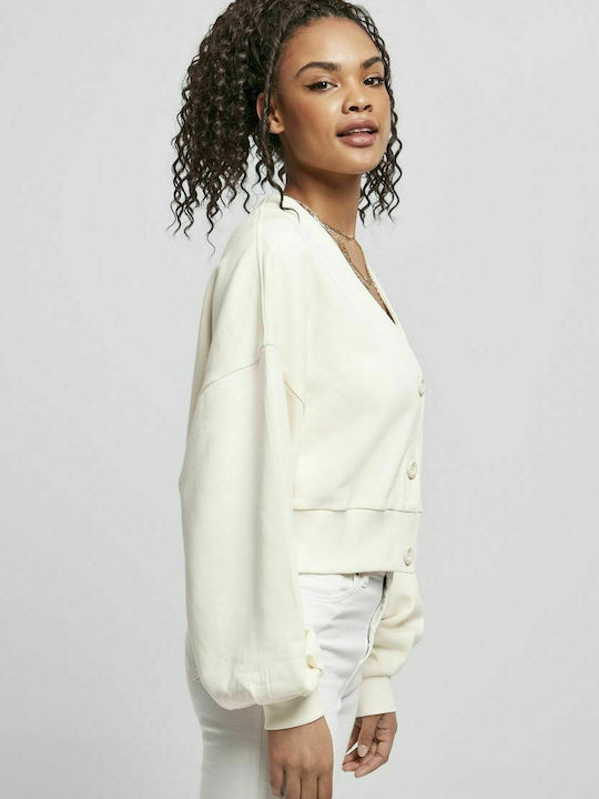 Short Women's Knitted Cardigan White Sand