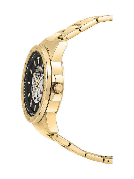 Trussardi T-Hawk Ceas Bărbați 42mm Automat cu Brățară Din Metal Aurie