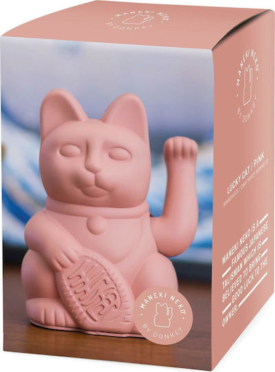 Donkey Διακοσμητική Γάτα από Πλαστικό Lucky Cat Ροζ 10.5x8.5x15cm