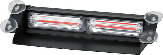 GloboStar Waterproof Car Lightbar Μπάρα Σήμανσης με Βεντούζες Στήριξης για Παρμπρίζ Οχήματος Πυροσβεστικής για Αυτοκίνητα & Φορτηγά 13 Προγραμμάτων Φωτισμού 18W LED 10-30V - Red