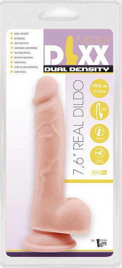 Dream Toys Mister Dixx Dual Density Real Dildo Glass Dildo with Balls and Suction Cup Flesh 19cm