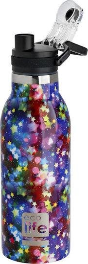 Ecolife Thermos Recyclable Bottle Thermos Stainless Steel BPA Free 550ml Multicolour with Mouthpiece and Straw