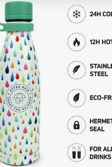 Legami Milano Hot&Cold Recyclable Stainless Steel BPA Free Thermos Bottle 500ml After Rain With Handle