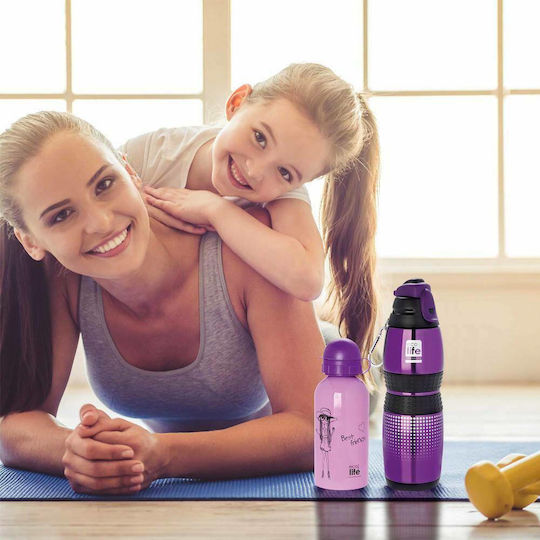 Ecolife Recyclable Thermos Bottle Stainless Steel BPA Free 400ml Purple