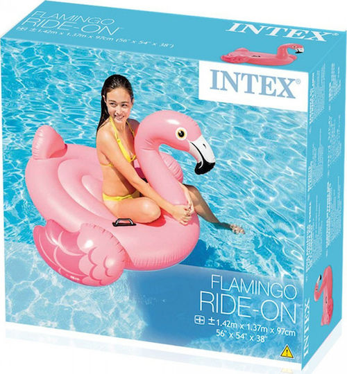 Intex Kid's Inflatable Ride On Flamingo with Handles Pink 142x137cm